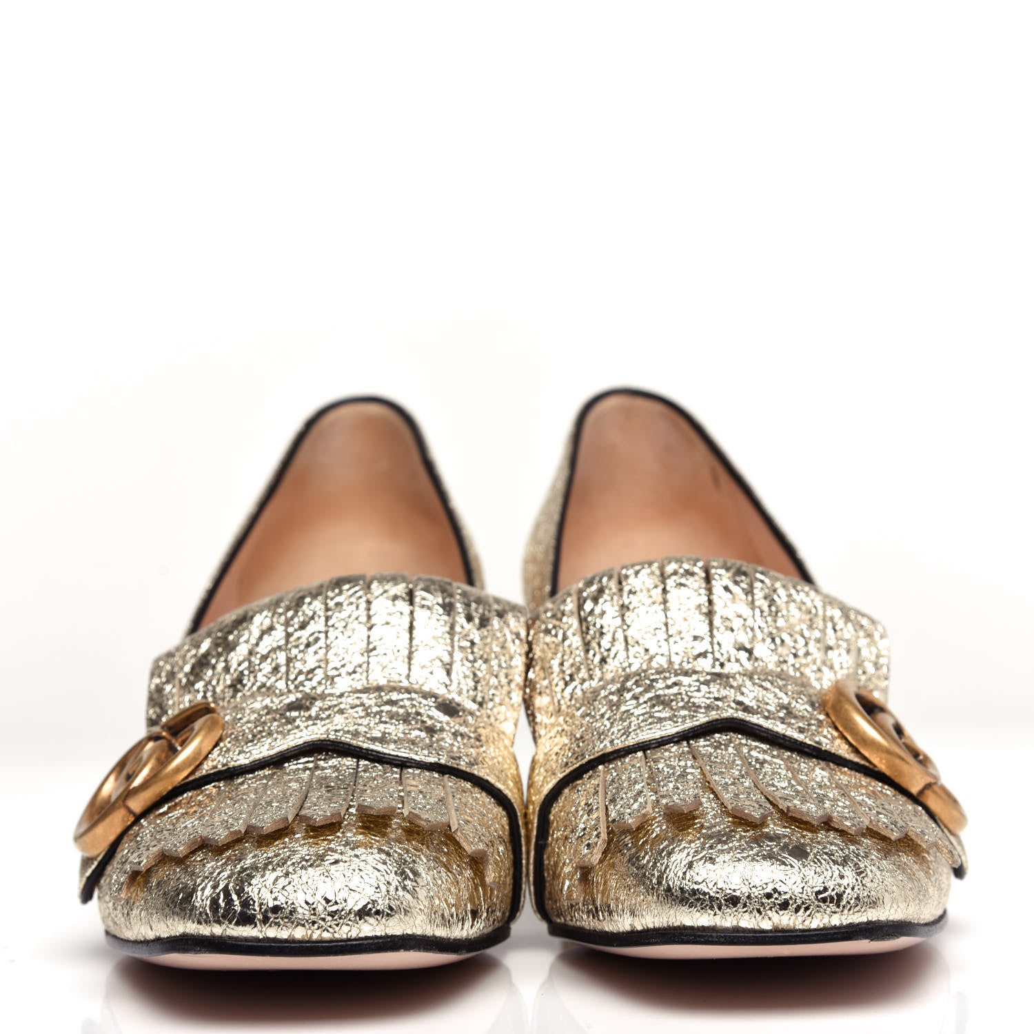 Gucci Galassia GG Marmont Fringe 50mm Loafer Pumps 36.5 Platino 2 of 10