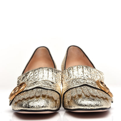 Gucci Galassia GG Marmont Fringe 50mm Loafer Pumps 36.5 Platino 2 of 10