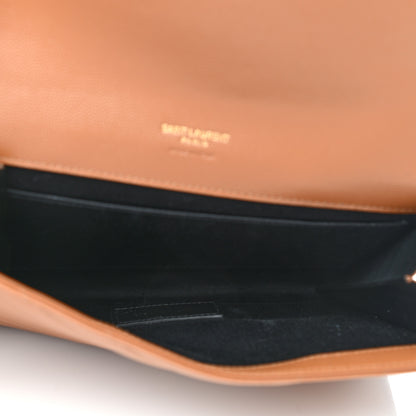 Saint Laurent Grain De Poudre Matelasse Chevron Monogram Cassandre Flap Pouch Natural Dark 5 of 8