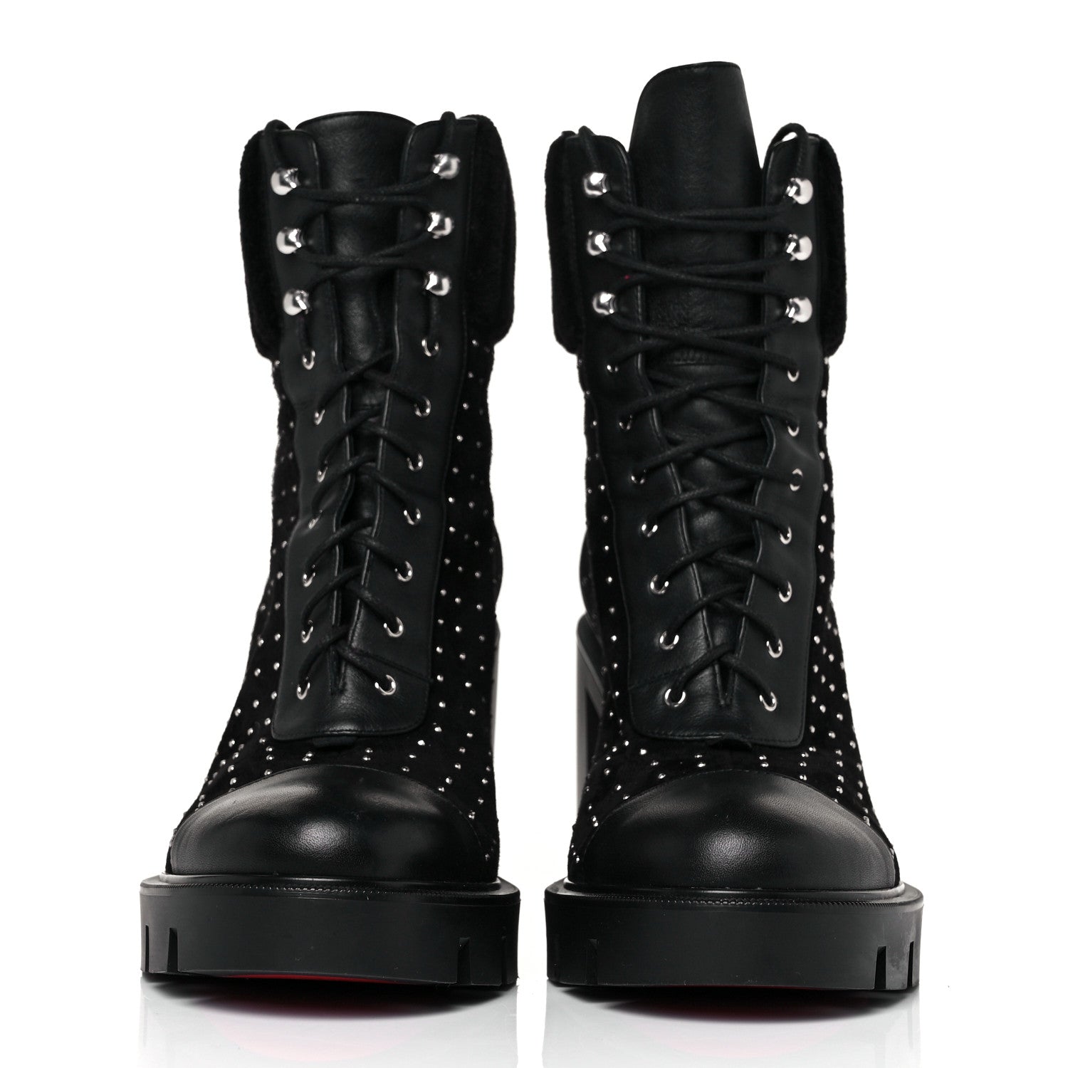Christian Louboutin Calfskin Studded Dakita Lug 70 Boots 38 Black 2 of 7