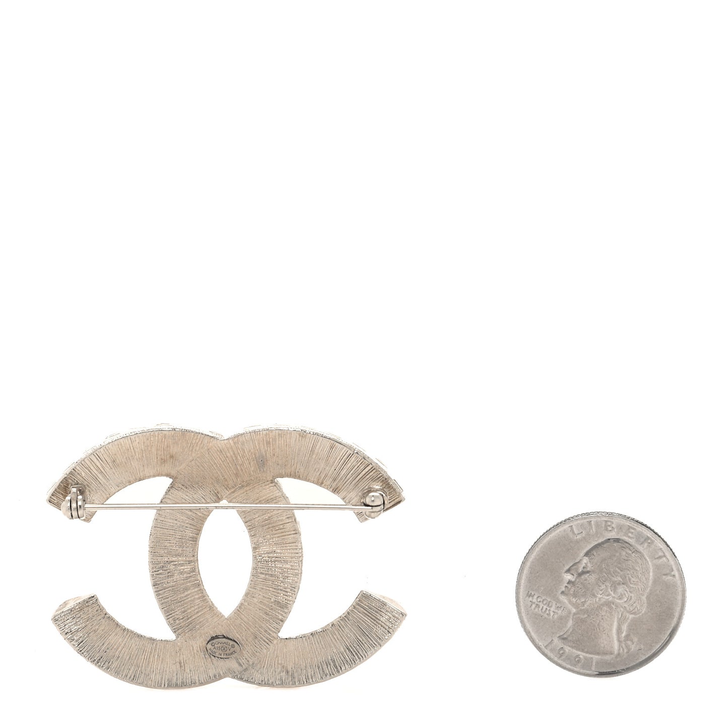 Baguette Crystal CC Brooch Silver