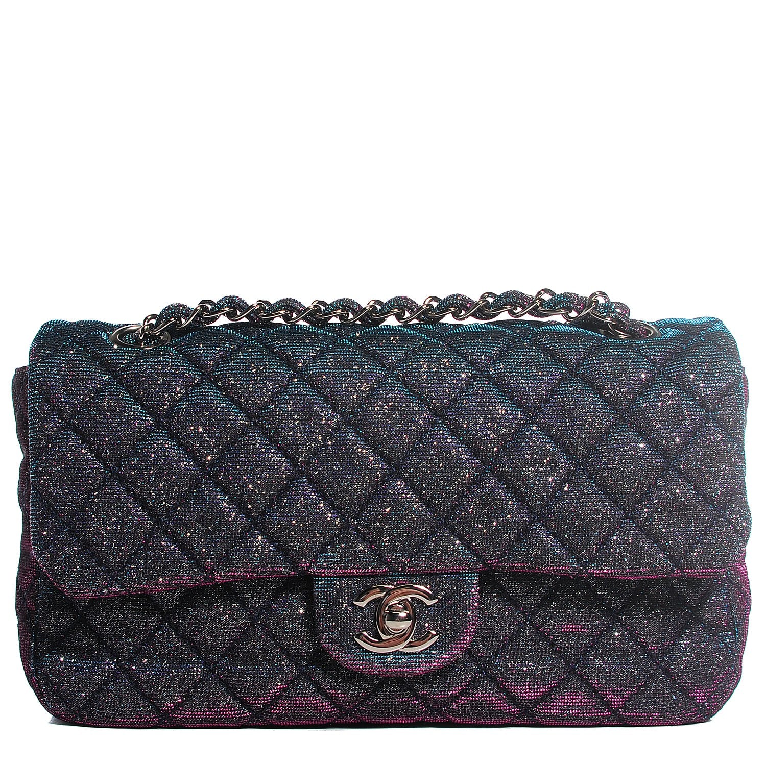 Chanel Iridescent Glitter Fabric Jumbo Single Flap Multicolor 1 of 8