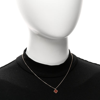 Van Cleef & Arpels 18K Rose Gold Carnelian Sweet Alhambra Pendant Necklace 2 of 6