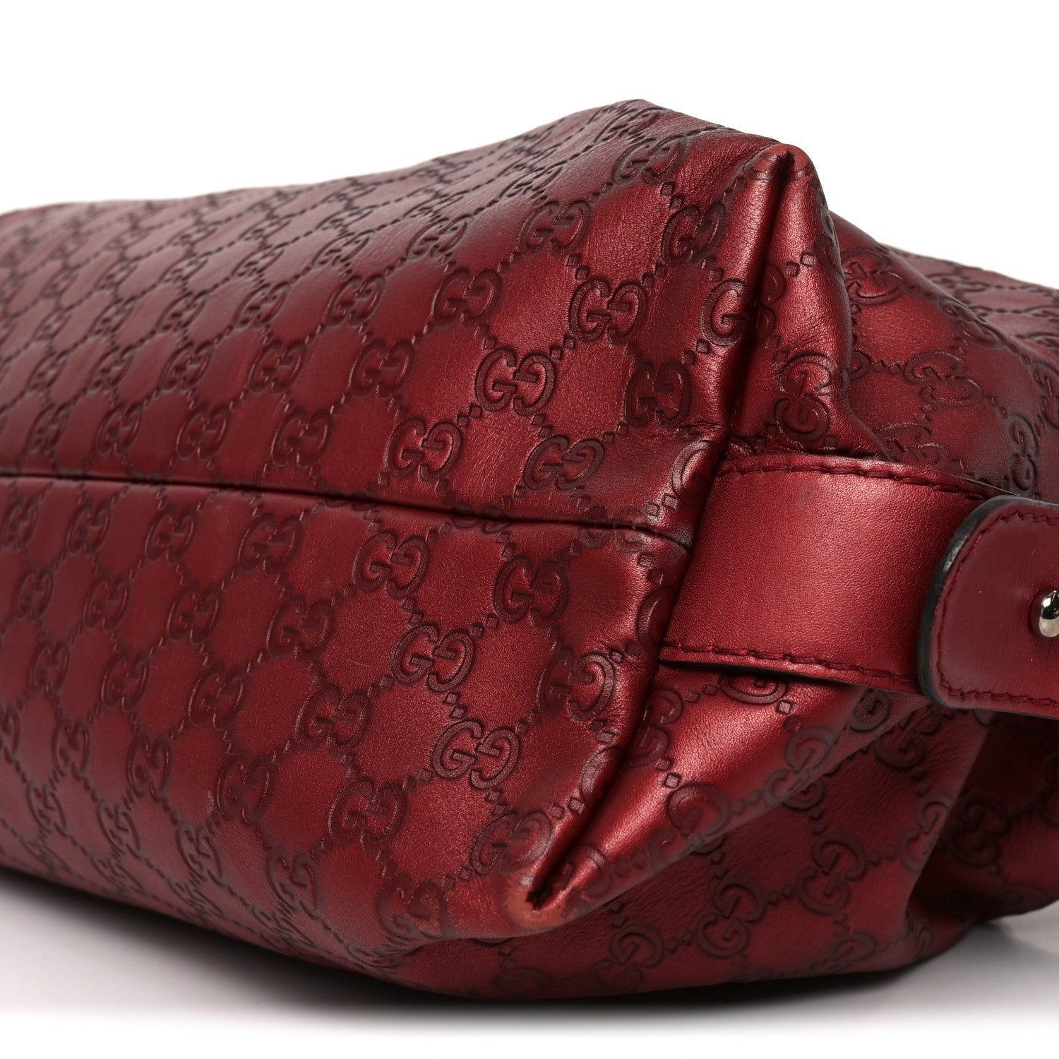 Gucci Metallic Guccissima Medium Bamboo Bar Tote Red 1842946