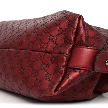 Gucci Metallic Guccissima Medium Bamboo Bar Tote Red 10 of 10