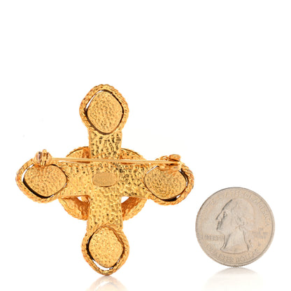 Chanel Pearl CC Cross Brooch Gold 2 of 4