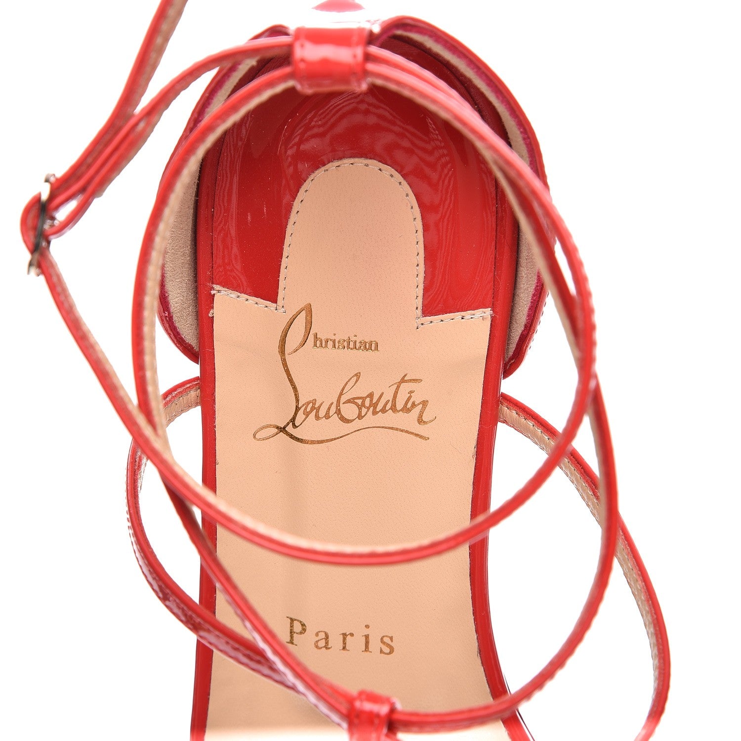 Christian Louboutin Patent Blakissima Flat Sandals 39 Fraise 6 of 8