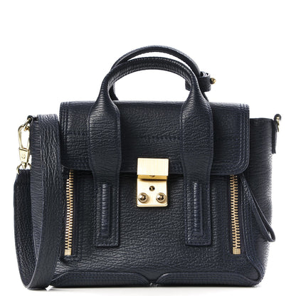 3.1 Phillip Lim 3.1 Textured Calfskin Mini Pashli Satchel Ink 1 of 8