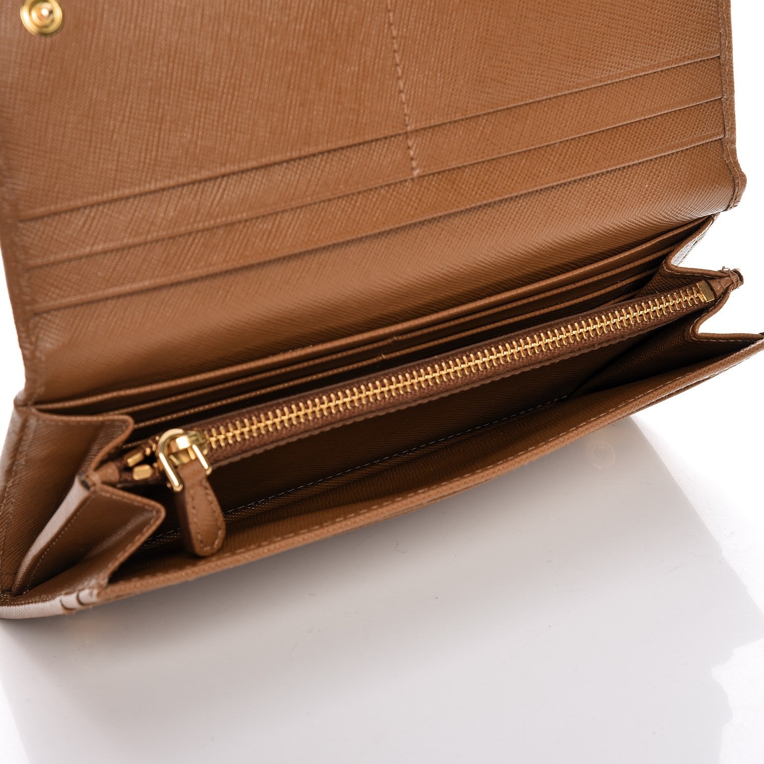 Prada Saffiano Continental Flap Wallet Caramel 5 of 10