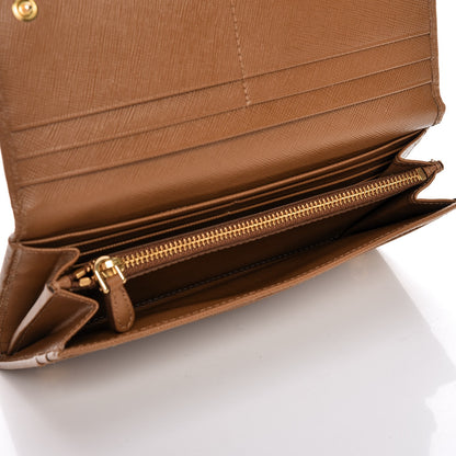 Prada Saffiano Continental Flap Wallet Caramel 5 of 10