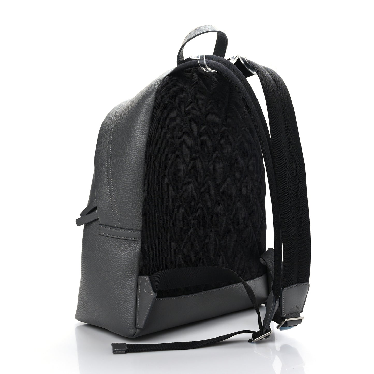 Calfskin Logo Embossed Backpack Charcoal Grey
