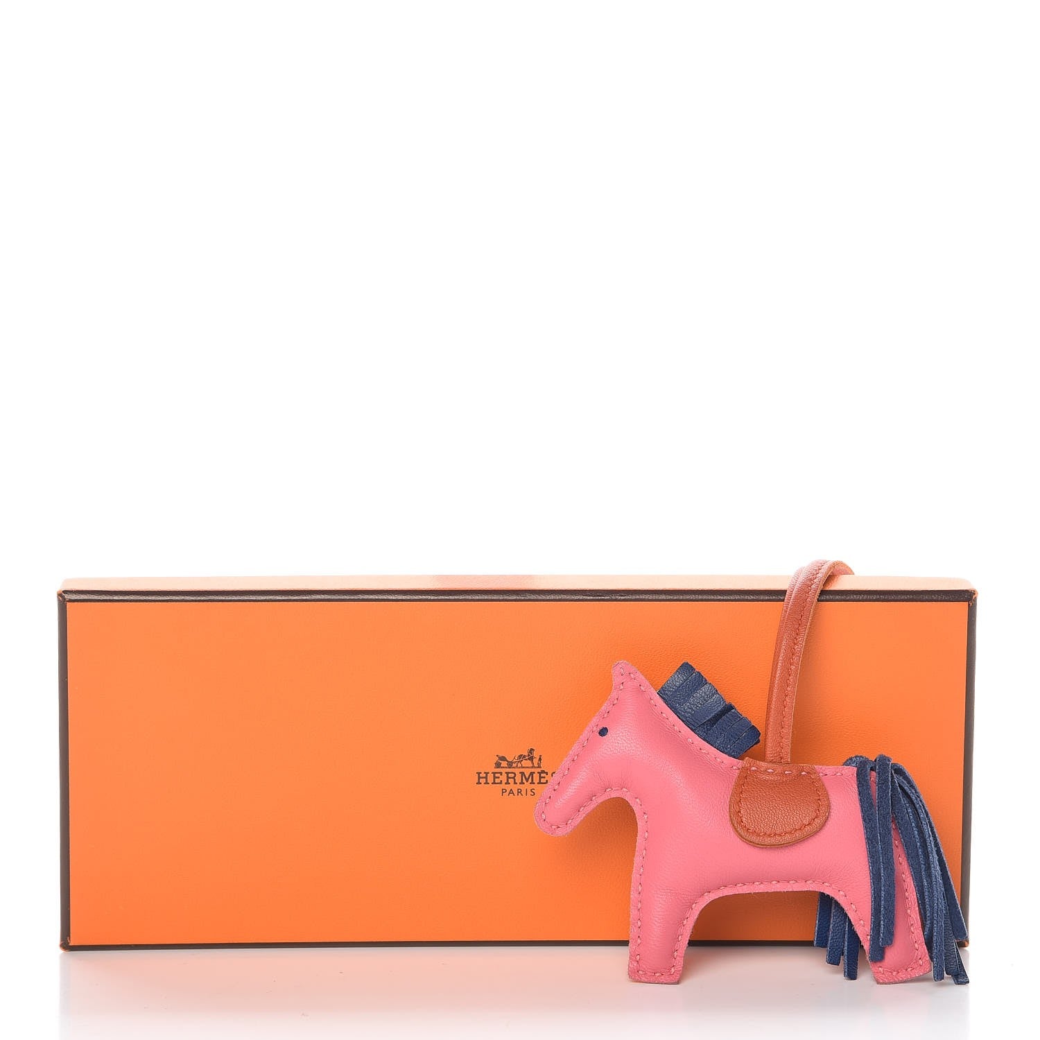 Hermes Milo Lambskin Grigri Rodeo Bag Charm PM Rose Azalee Cornaline Bleu De Malte 4 of 4