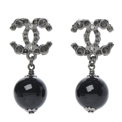 Chanel Ruthenium CC Bead Drop Earrings Black 1 of 4