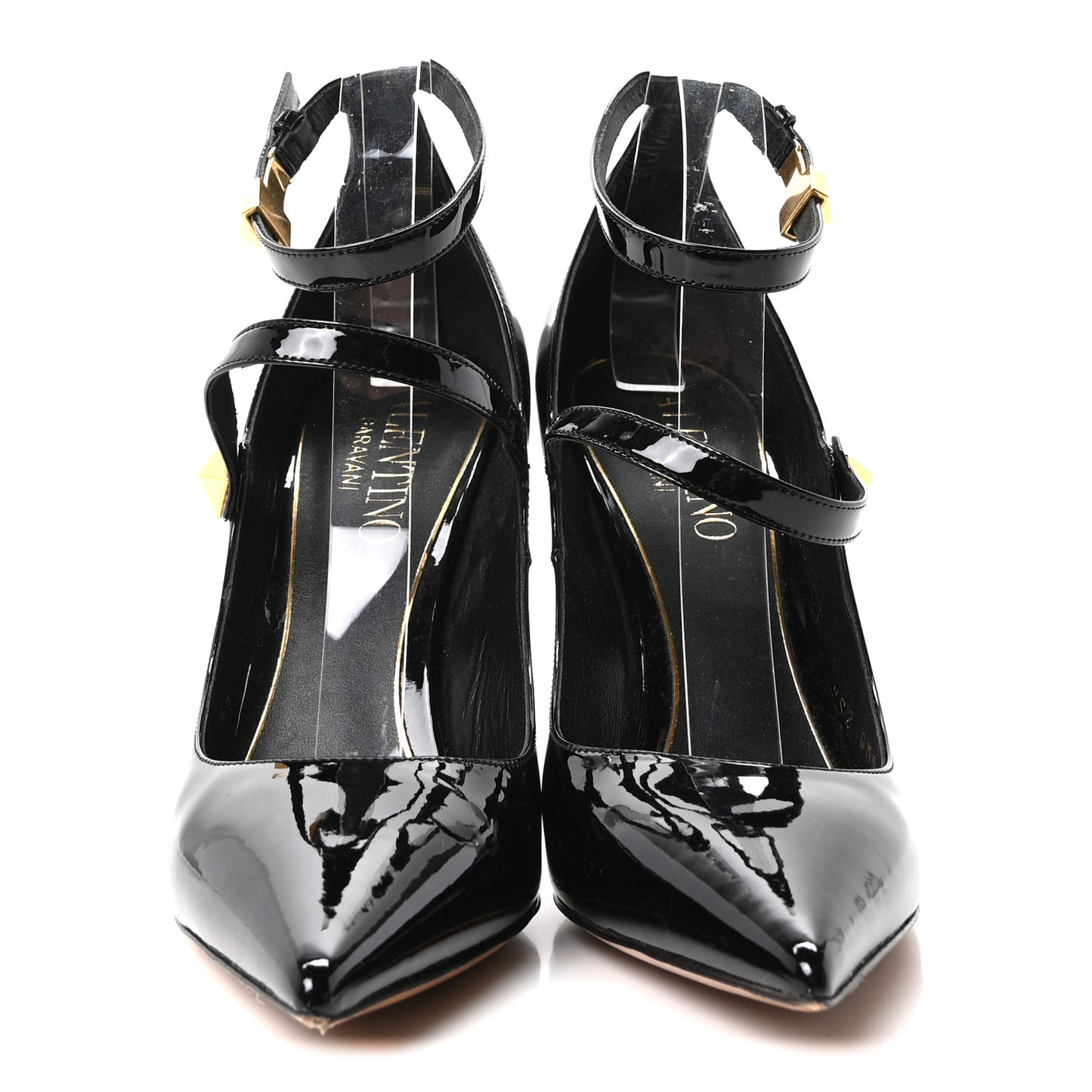 Patent Tiptoe Ankle Strap 100mm Pumps 41 Black
