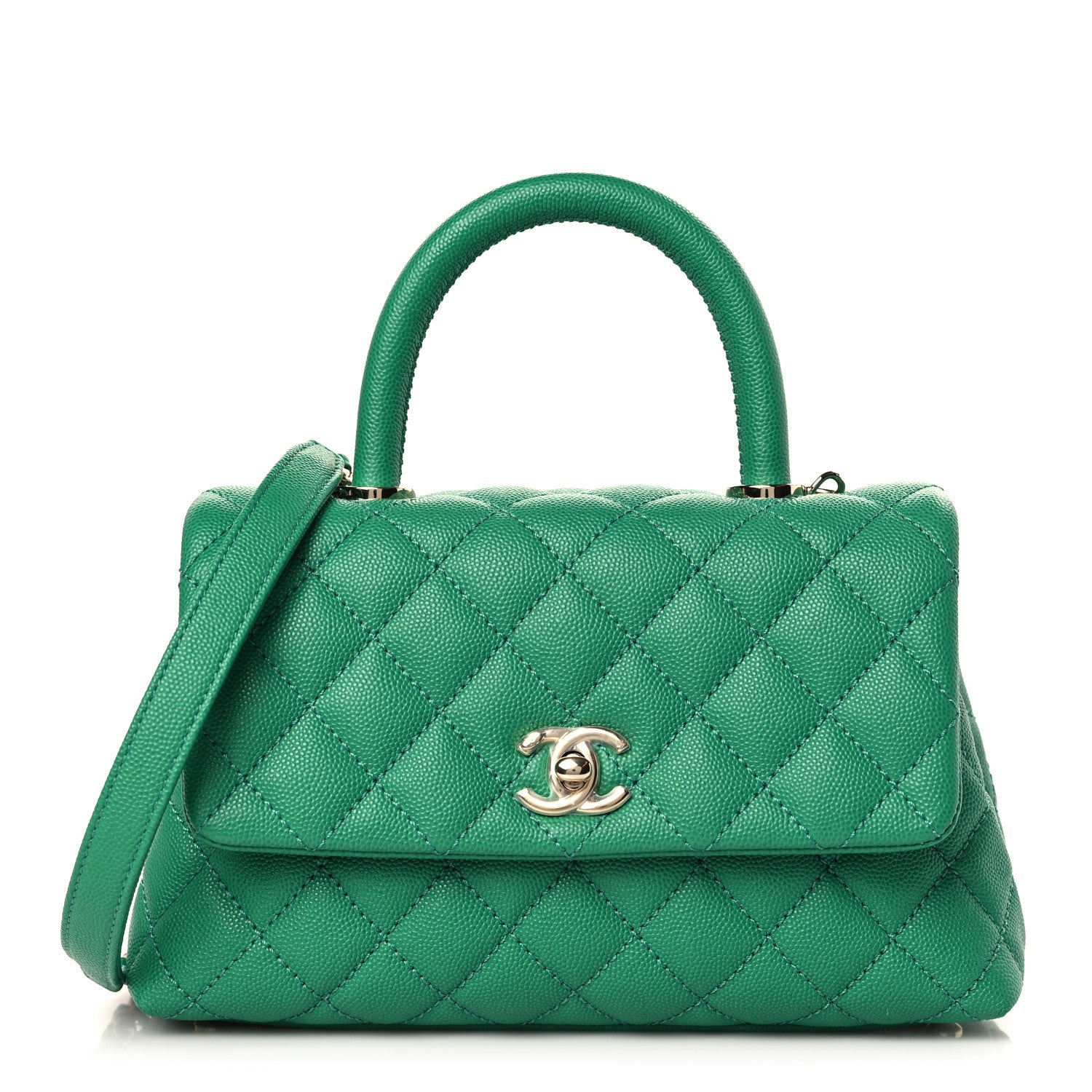 Chanel Caviar Quilted Mini Coco Handle Flap Green 1 of 9