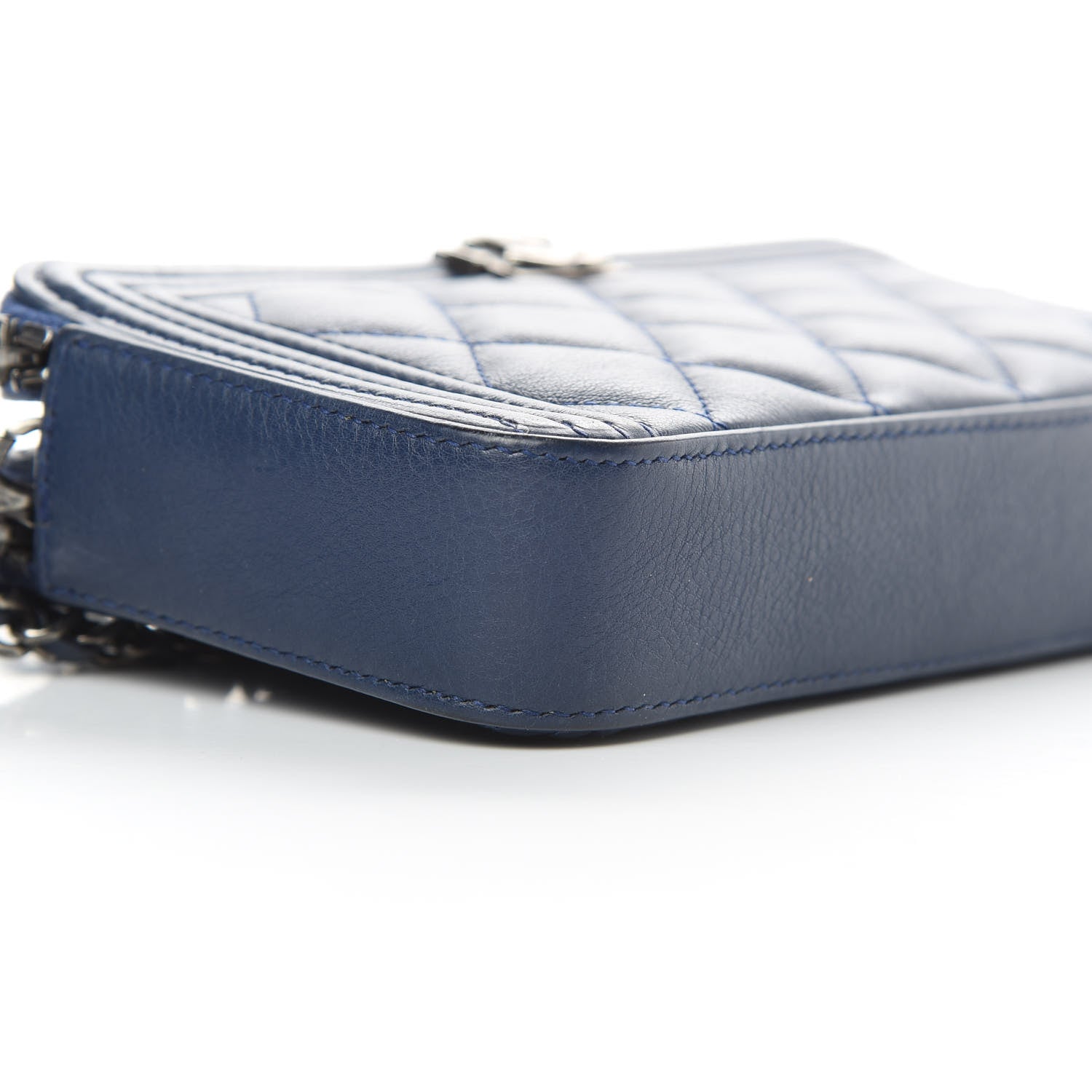 Chanel Calfskin Quilted Small Boy Clutch With Chain Navy 12 of 14