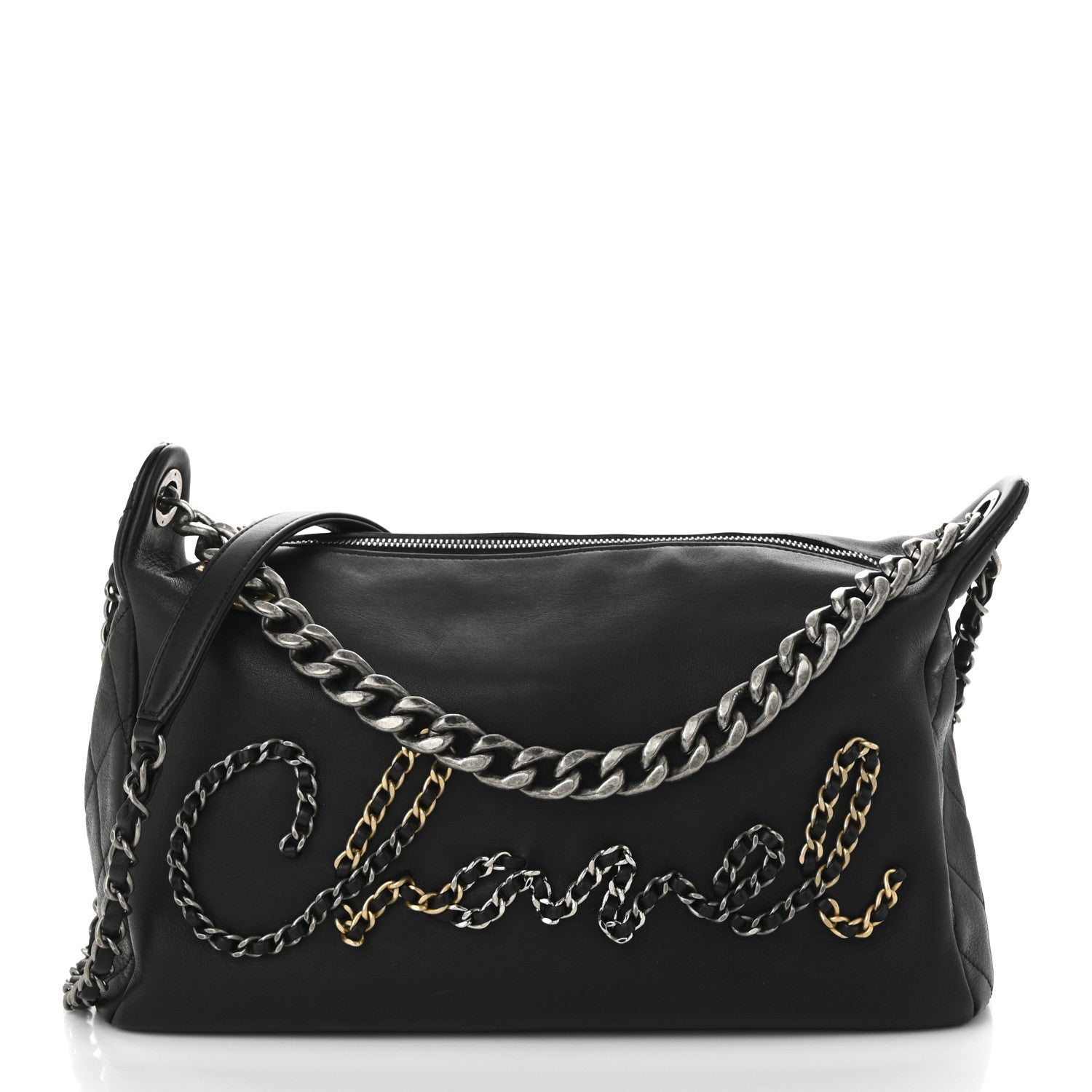 Chanel Calfskin Chain 20s Signature Hobo Black 1 of 10