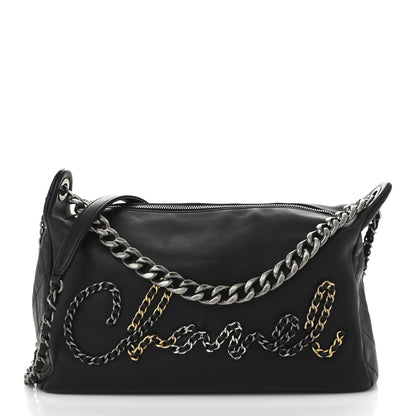 Chanel Calfskin Chain 20s Signature Hobo Black 1 of 10