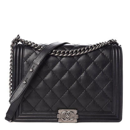 Chanel Calfskin Double Stitch Large Boy Flap Black 1 of 10
