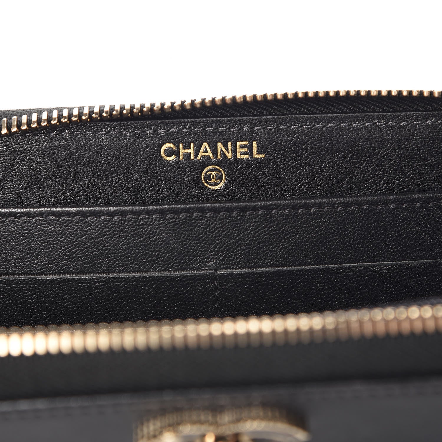 Chanel Sheepskin Quilted Large Gusset Mademoiselle Vintage Zip Around Wallet Black 6 of 12
