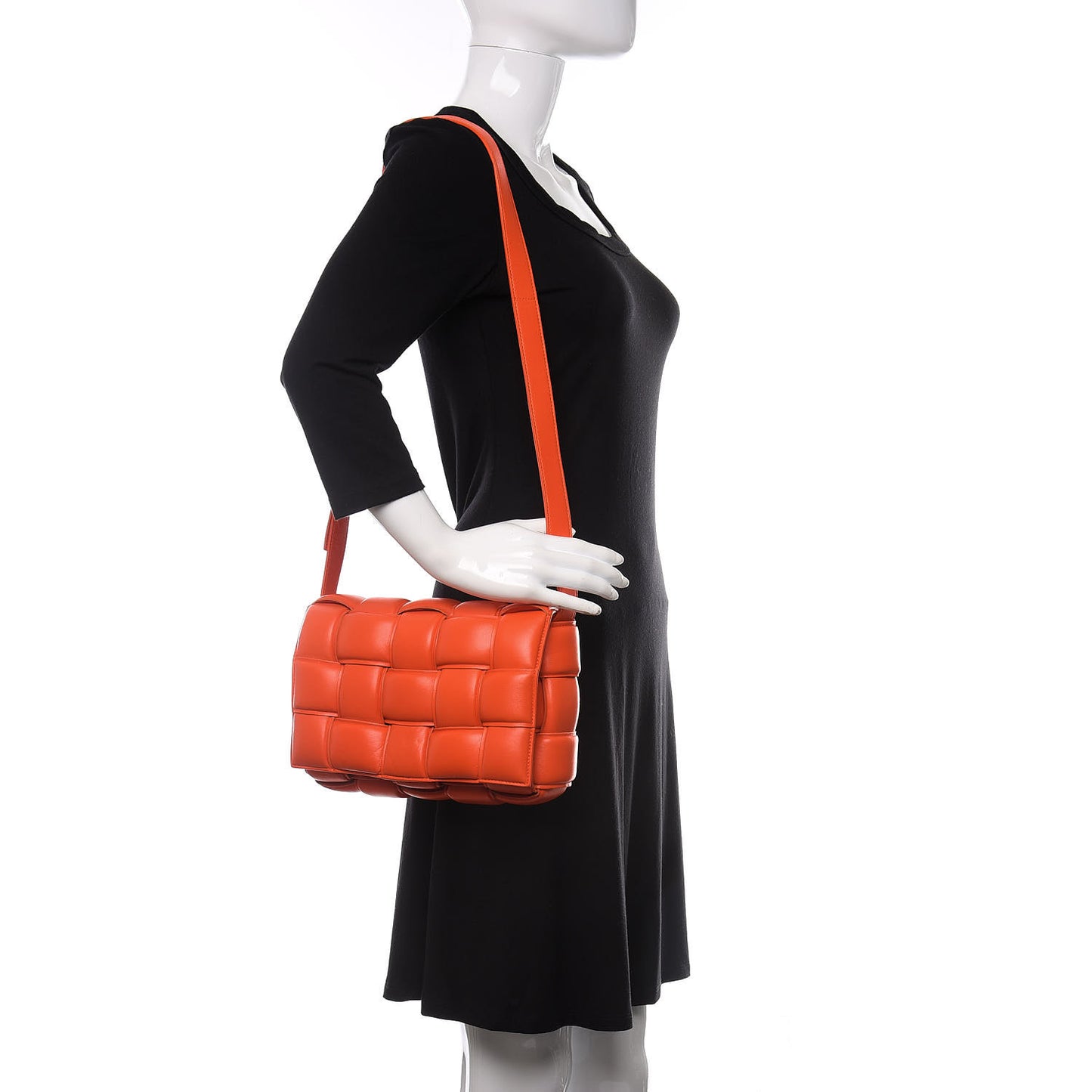 Nappa Maxi Intrecciato Padded Cassette Crossbody Orange