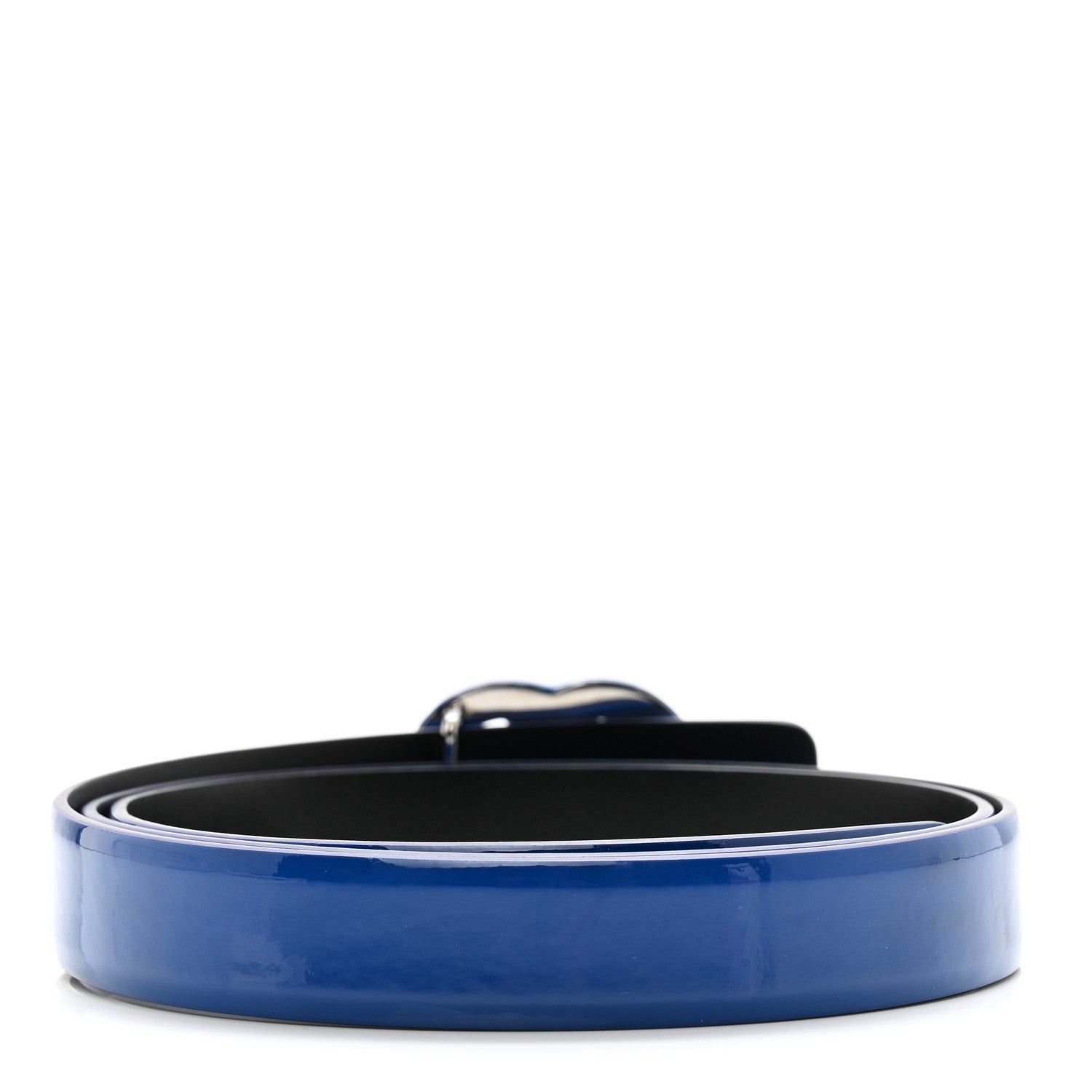 Chanel Patent CC Logo Skinny Belt 85 34 Blue 2 of 5