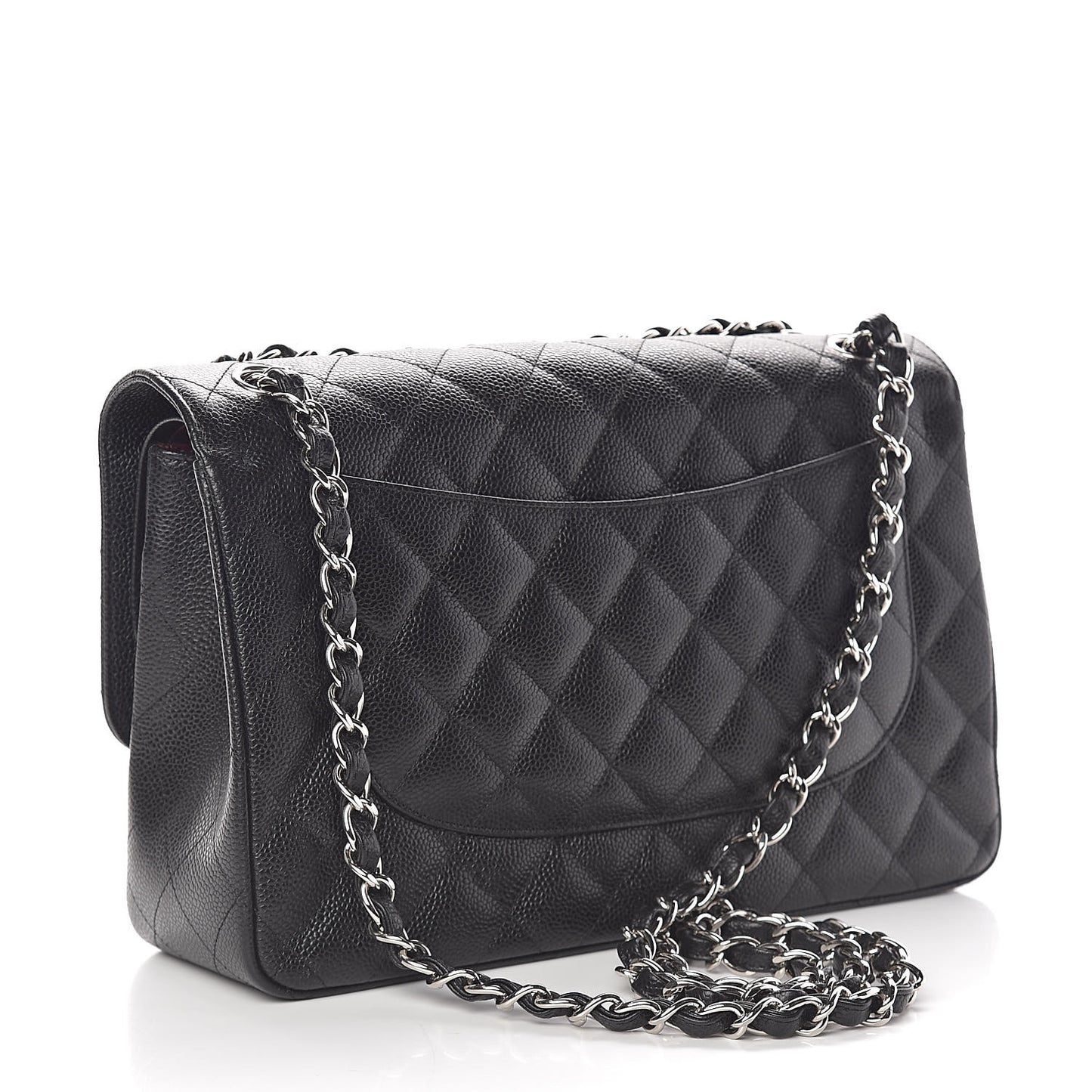 Caviar Quilted Jumbo Double Flap Black