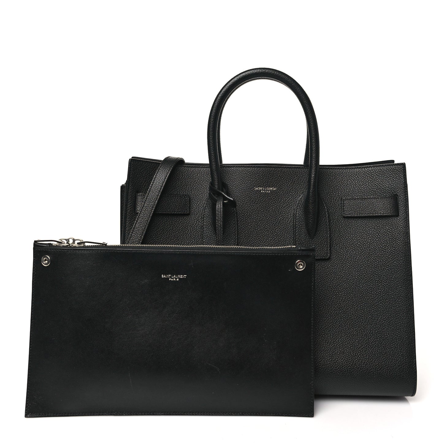 Grained Calfskin Small Sac De Jour Black