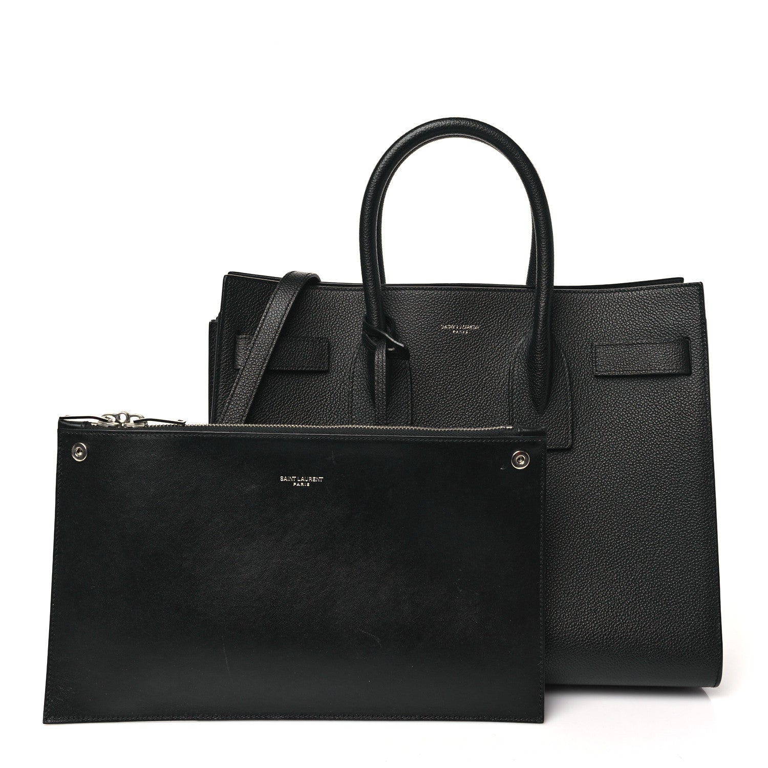 Saint Laurent Grained Calfskin Small Sac De Jour Black 3 of 11