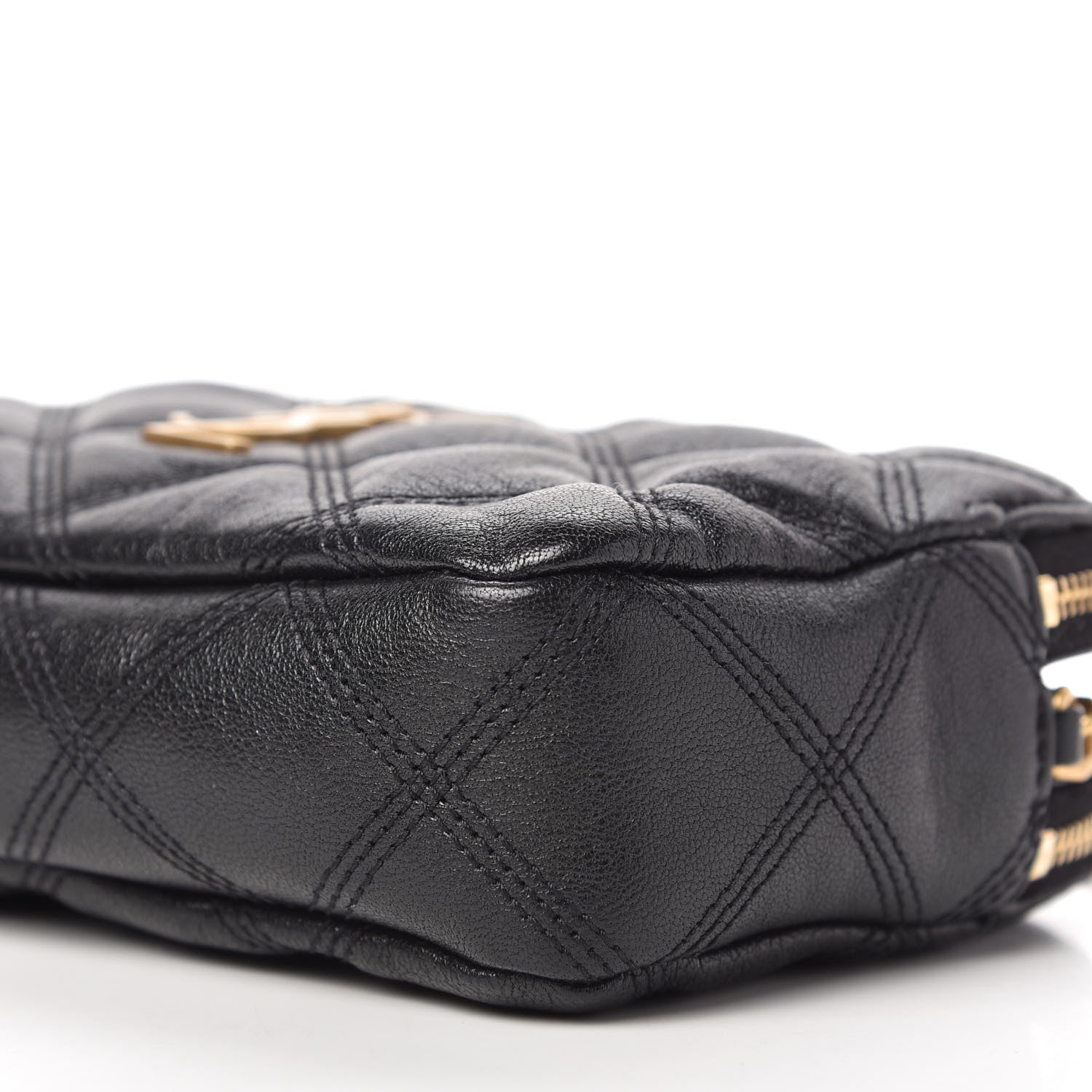 Saint Laurent Grained Lambskin Quilted Mini Becky Double Zip Bag Black 8 of 11