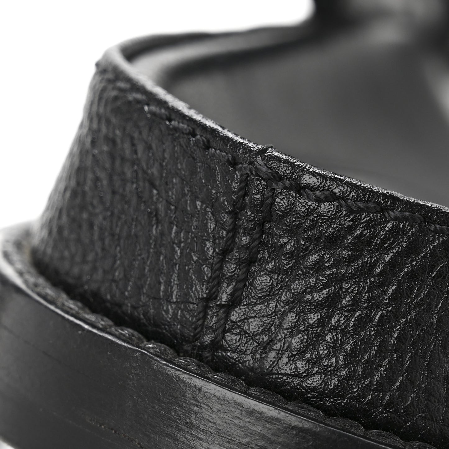 Grained Calfskin Velcro Dad Sandals 37.5 Black