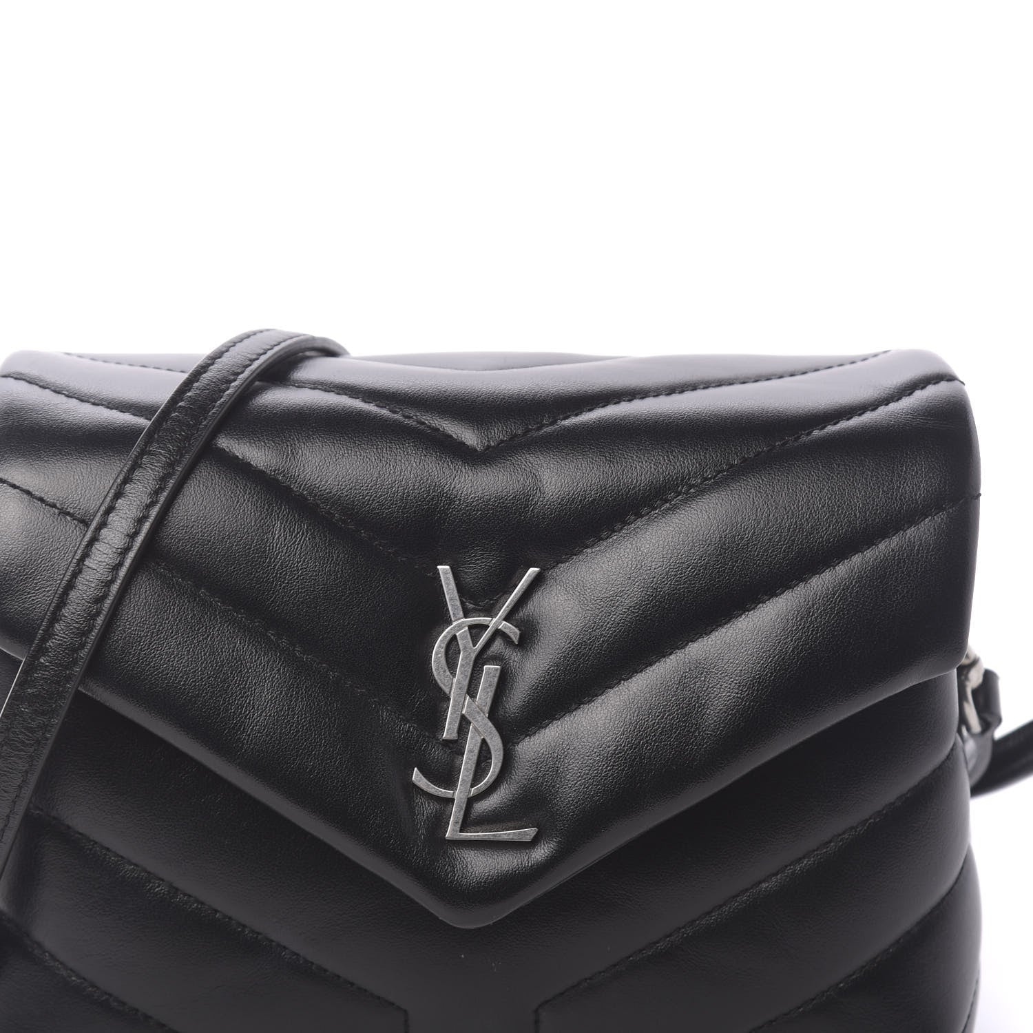 Saint Laurent Calfskin Y Quilted Monogram Toy Loulou Crossbody Bag Black 10 of 11