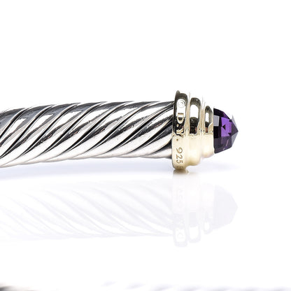 David Yurman Sterling Silver 14K Yellow Gold Amethyst 5mm Cable Classics Petite Color Bracelet 4 of 4