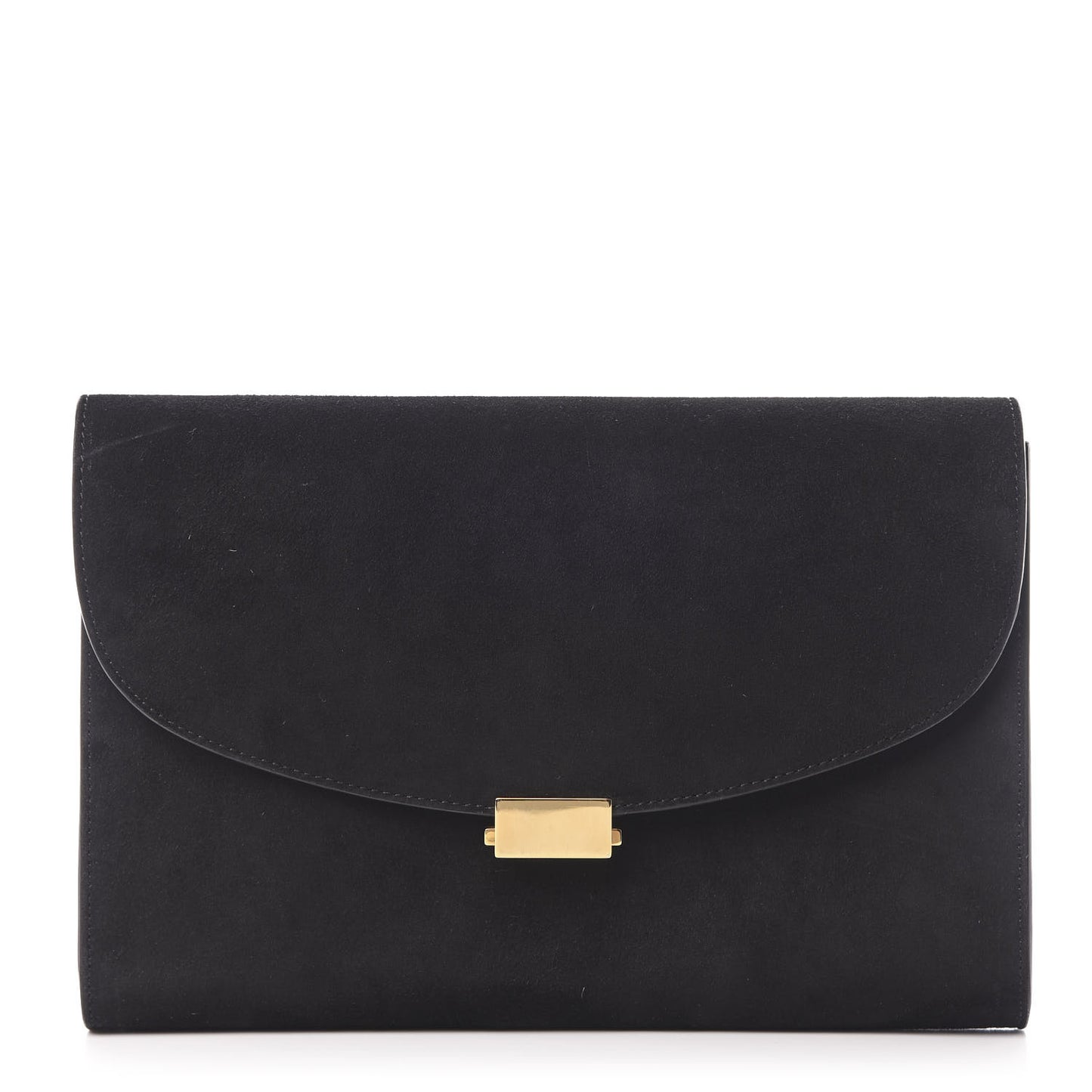 Suede Envelope Flat Clutch Black