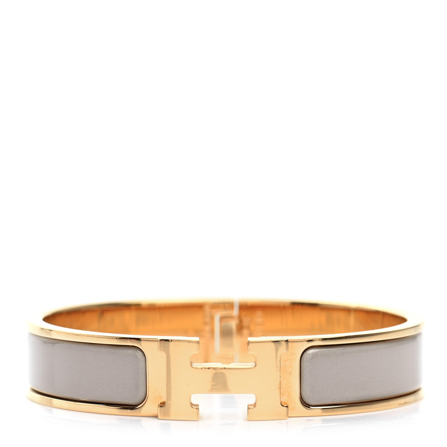 Hermes Enamel Narrow Clic Clac H Bracelet PM Marron Glace 1 of 5