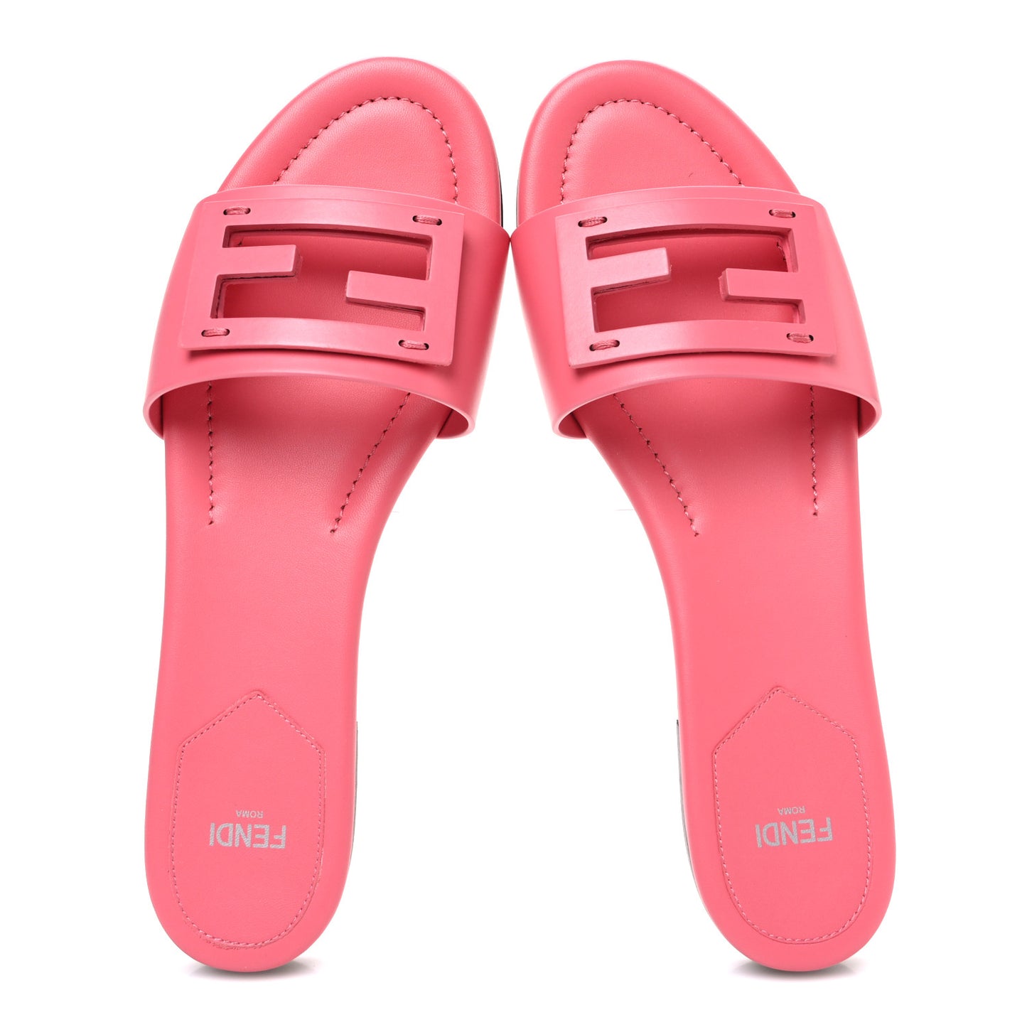 Vitello Cuoio Baguette Flat Slide Sandals 40 Pink Dalia
