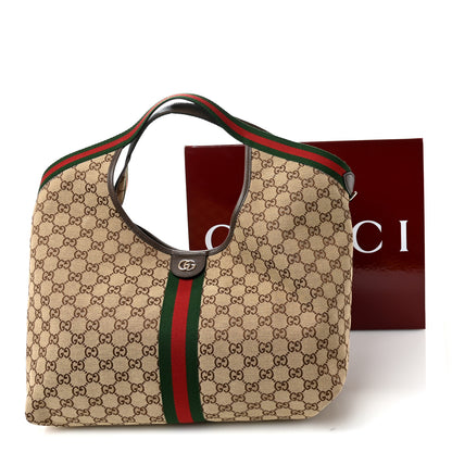 Gucci GG Monogram Web Large Giglio Tote Bag Beige Dark Brown 13 of 13