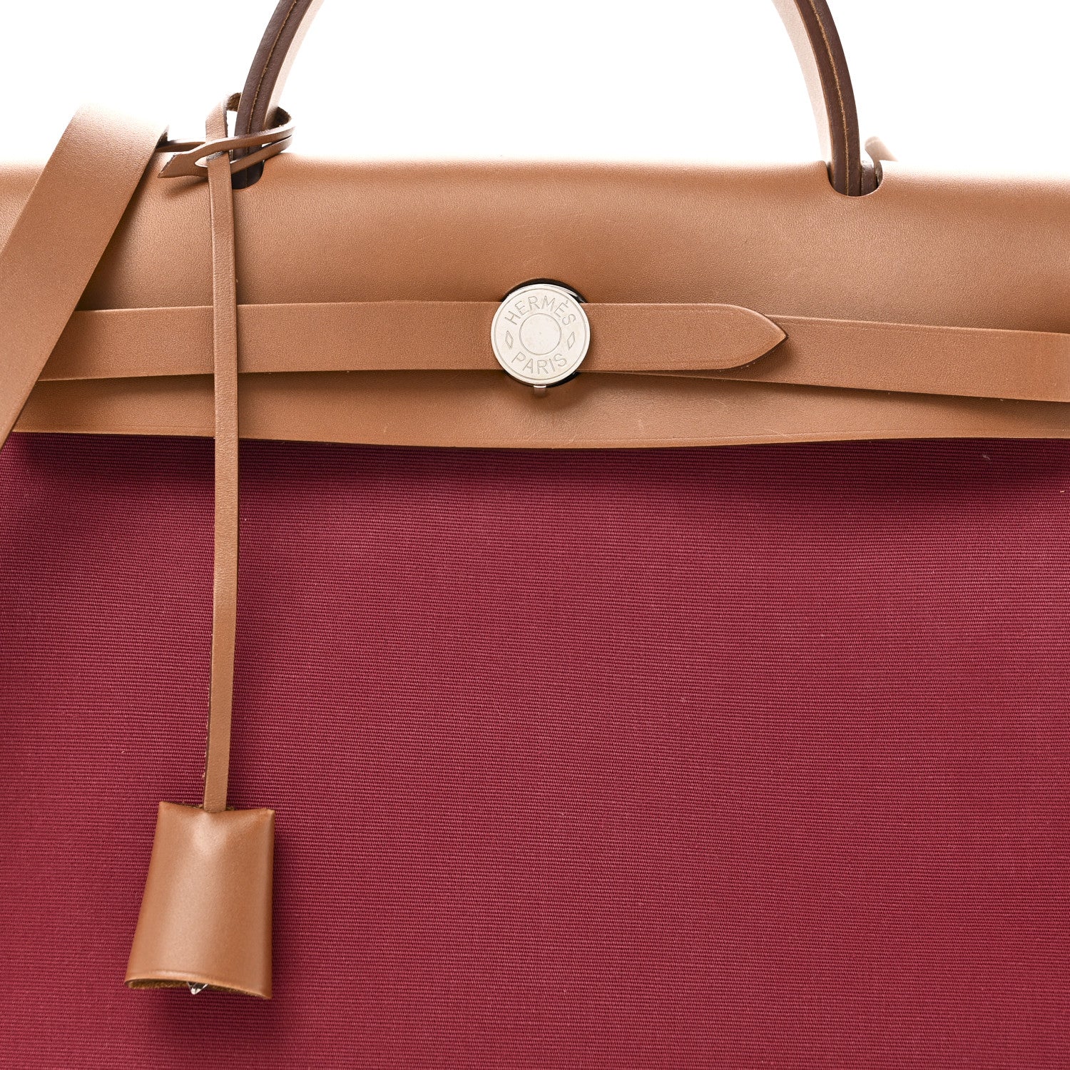 Hermes Vache Hunter Toile Herbag Zip 31 PM Rouge Grenat Natural 9 of 11