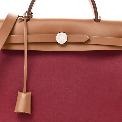 Hermes Vache Hunter Toile Herbag Zip 31 PM Rouge Grenat Natural 9 of 11