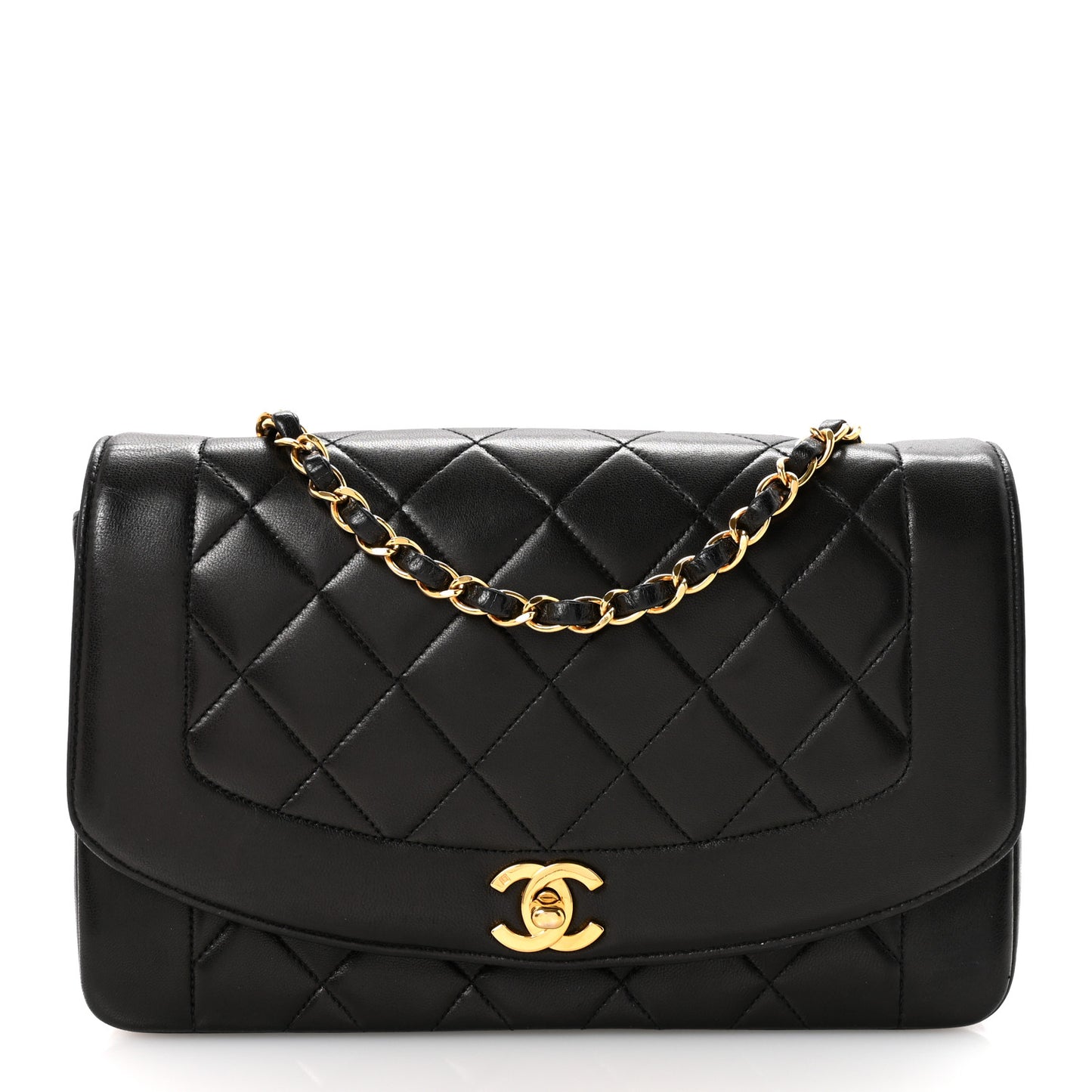Lambskin Quilted Medium Single Flap Black