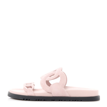 Hermes Suede Goatskin Extra Sandals 38 Rose Porcelain 1 of 9