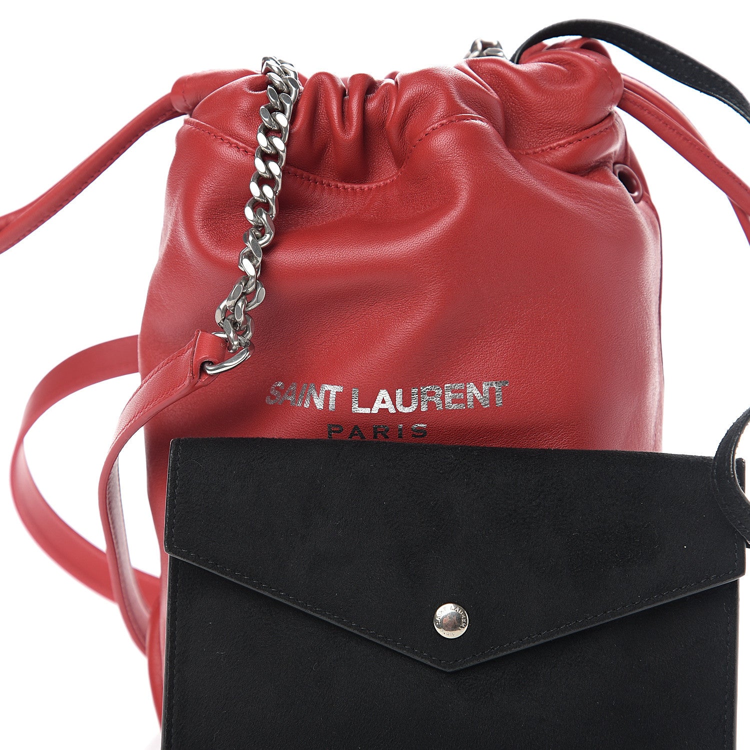 Saint Laurent Lambskin Small Teddy Bucket Bag Red 5 of 7