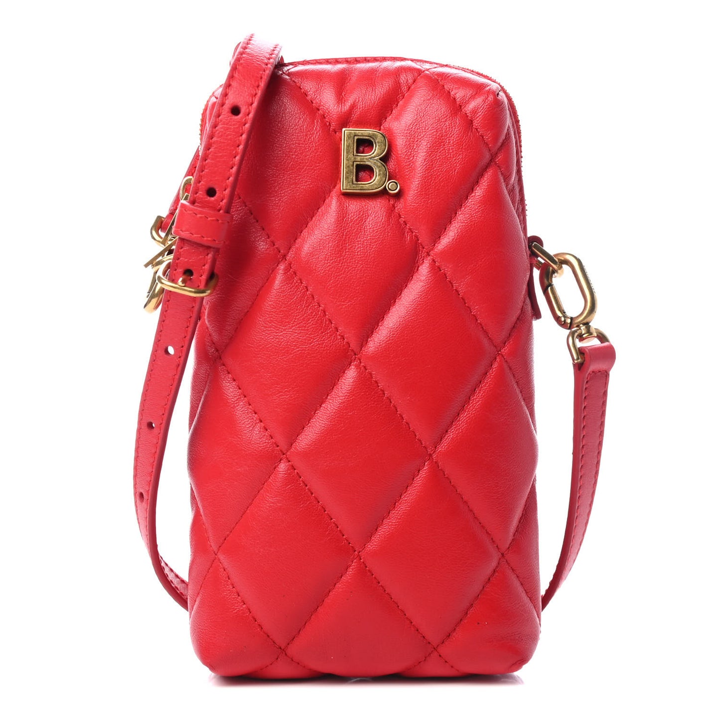 Nappa Calfskin Quilted Mini Touch B Shoulder Bag Bright Red