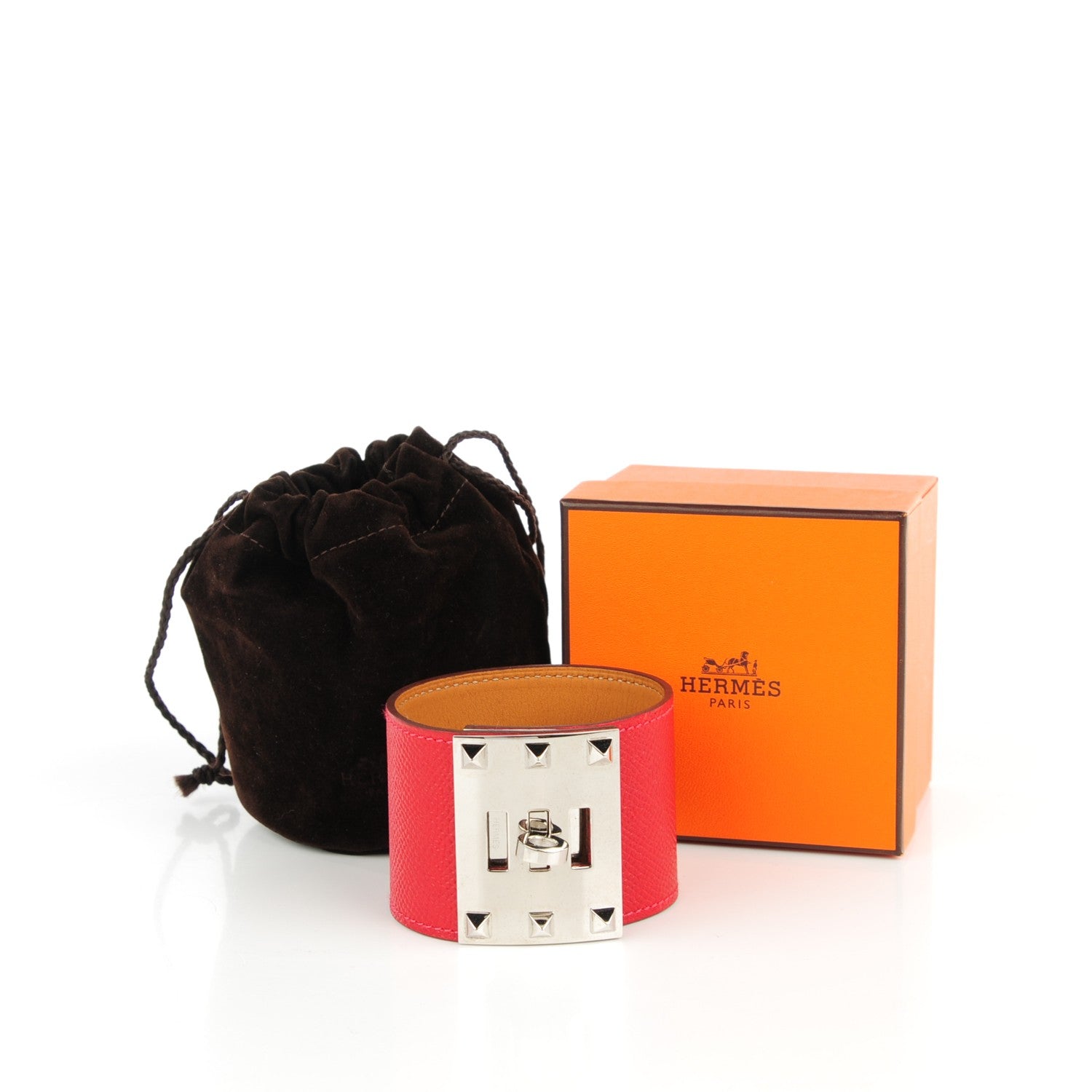 Hermes Epsom Kelly Dog Extreme Bracelet L Rouge Casaque 7 of 7