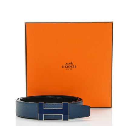 Hermes Box Togo 32mm Quizz H Belt 95 Black Bleu de Prusse 7 of 7