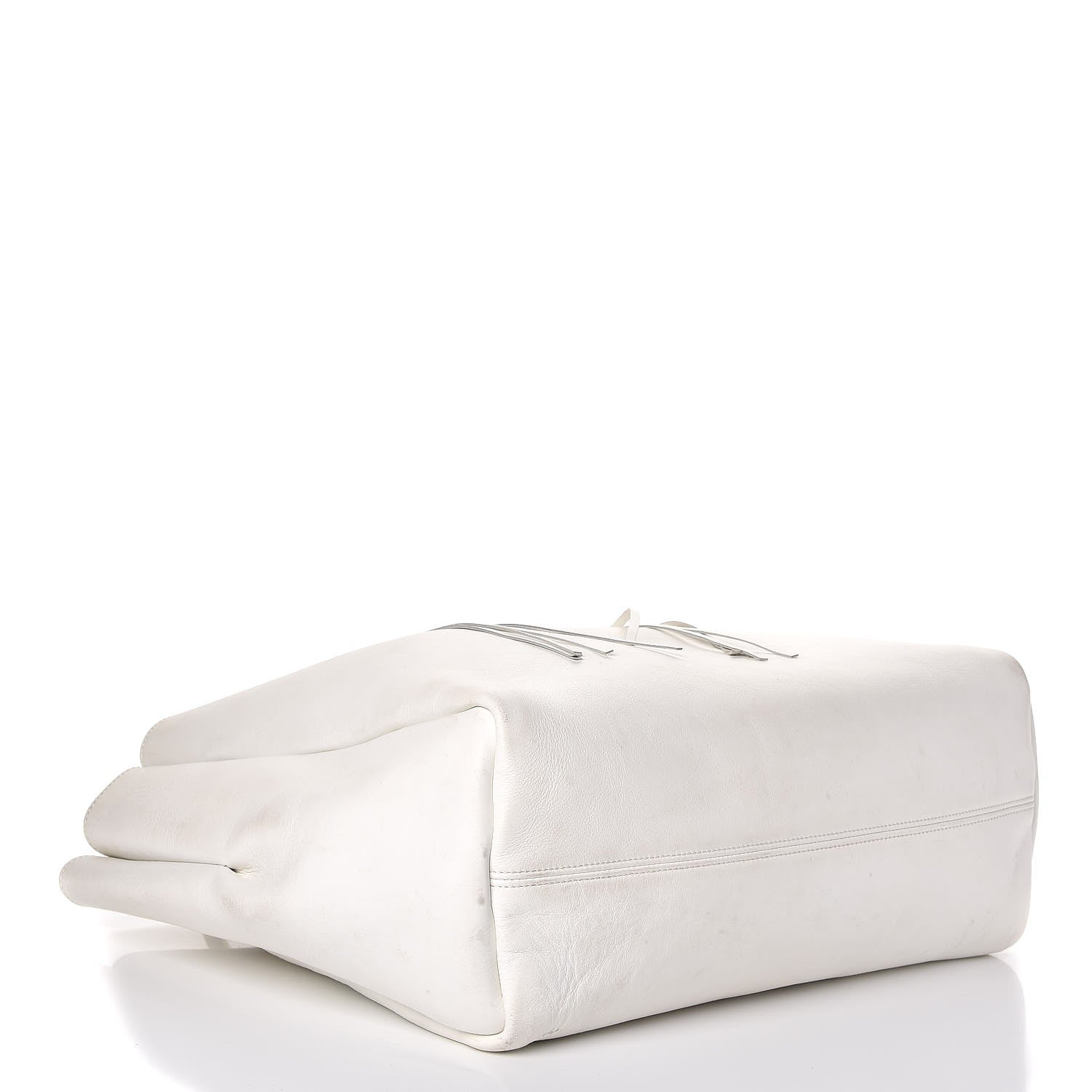 Lanvin Smooth Calfskin Medium Fringe Shopper Tote White 4 of 20