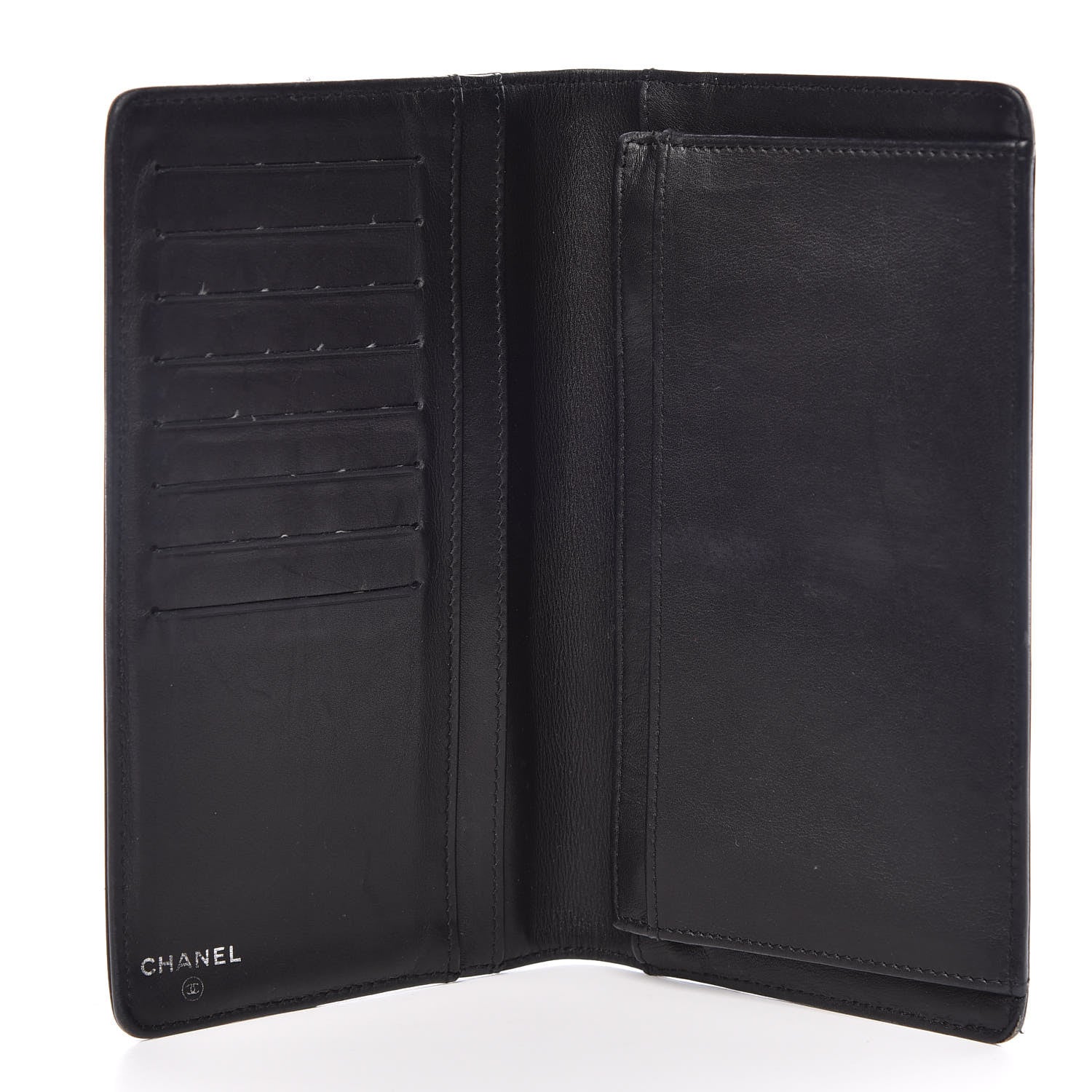 Chanel Lambskin Embossed Logo Yen Wallet Black 4 of 12