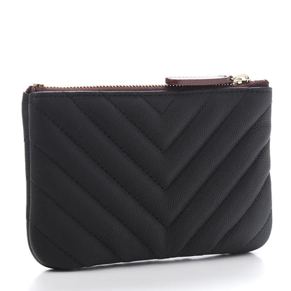 Chanel Caviar Chevron Quilted Small Cosmetic Case Black 3 of 9