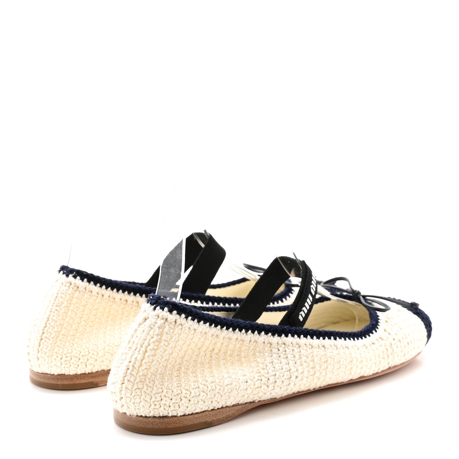 Miu Miu Cotton Crochet Knit Ballerina Flats 38.5 Avorio Blue 5 of 9