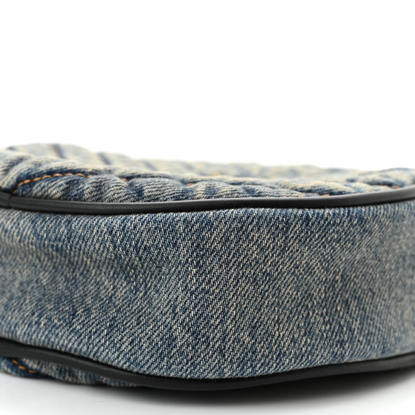 Denim Quilted Monogram Round Crossbody Bag Rodeo Blue